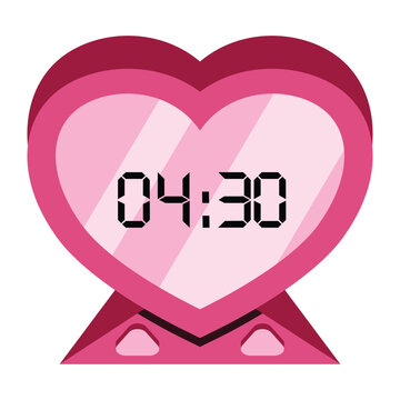 Pink heart shaped digital watch face.