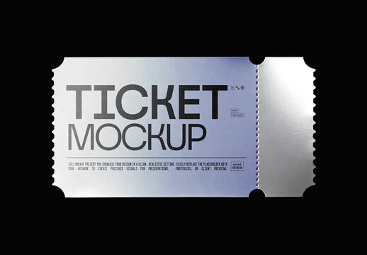 Ticket Mockup &mdash; Glossy Silver Branding Presentation (PSD)