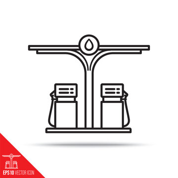 Gas station line icon vector illustration. Petrol supply building symbol.