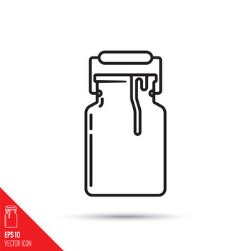 Milk churn vector line icon. Fresh dairy symbol.