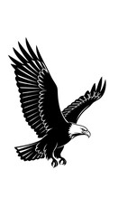 Fototapeta premium Flying eagle vector silhouette illustration on white background