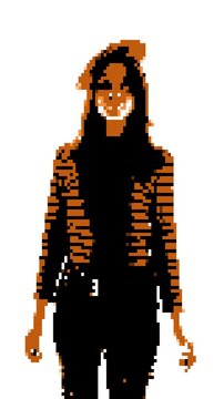 Multiple pixelated characters rotating and switching in stop motion sequence. Concept of UI animation loops, onboarding screens, social media content and motion graphics assets for digital products.