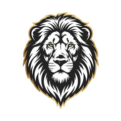 Obraz premium Majestic lion head illustration with a golden mane outline looking directly forward