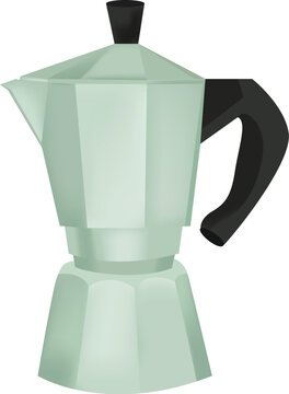 Home cafe setup with coffee maker and ceramic jar vector