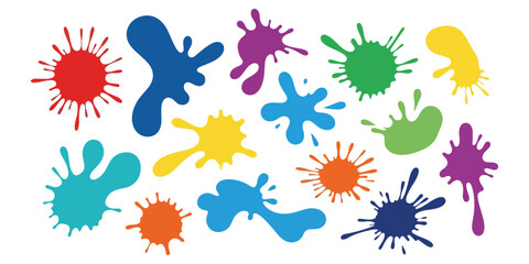 Obraz premium Vibrant Colorful Paint Splashes and Ink Splatter Pattern for Creative Art and Design