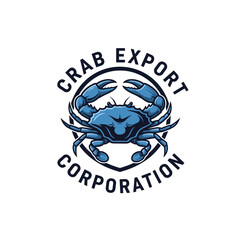 Obraz premium Stylized blue crab logo for an export corporation with bold text