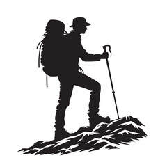Fototapeta premium Black Hiking Silhouette Vector, High Quality Illustration on White Background