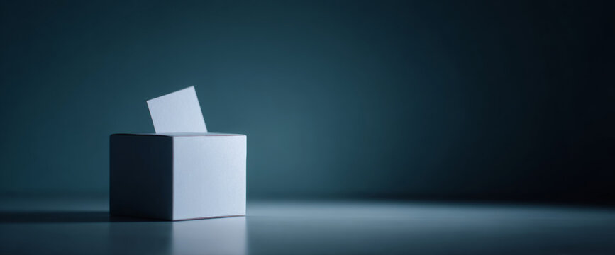 Minimalist ballot box with voting paper