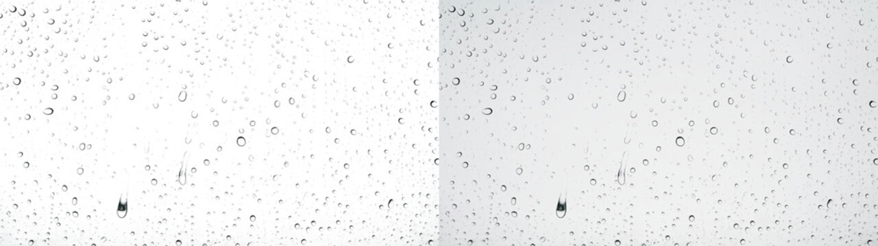 Water drops rainy glass window overlay with bright clean minimal style on PNG transparent background
