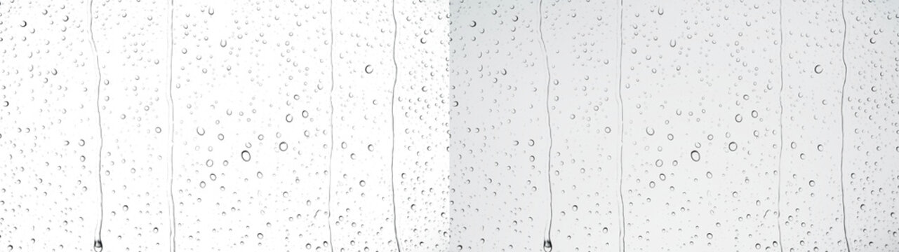 Water drops rainy glass window overlay with scattered droplets on PNG transparent background