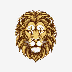 Obraz premium Stylized golden lion head illustration with majestic mane