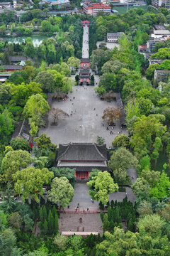 Aerial photography of Liu Xiang's tomb in Jinli, Wuhou Temple Museum, Chengdu City, Sichuan Province
