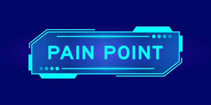 Futuristic hud banner that have word pain point on user interface screen on blue background