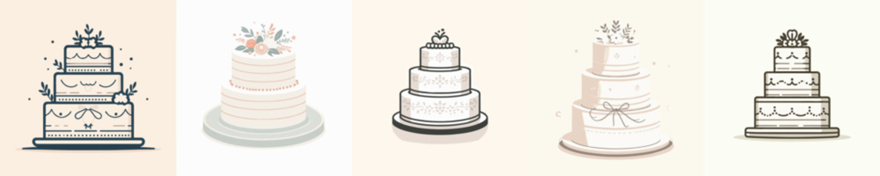 Wedding Cake Vector Illustrations