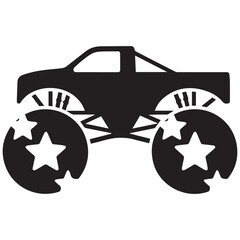 Black monster truck, vector truck icon, big wheel vehicle, silhouette © Tanzil