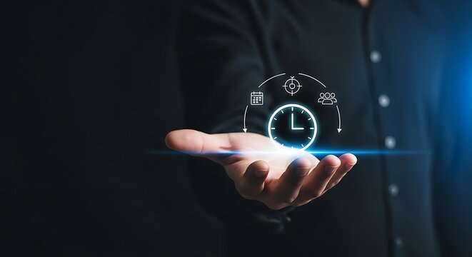Time management and business strategy concept with focus on saving working time to reduce costs, 