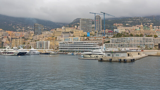Port Hercules in Monaco Fog Winter Day Travel