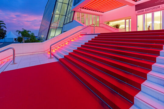 Red Carpet With Lights at Grand Auditorium in Cannes France