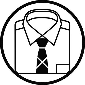 Professional formal shirt with necktie icon vector illustration featuring a circular border for corporate business attire logo fashion design and office dress code.