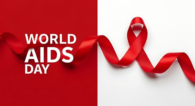 World aids day awareness a red ribbon symbolizing support and remembrance