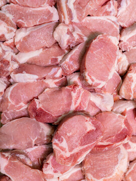 Fresh Raw Pork Meat Chunks with Natural Marbling Texture