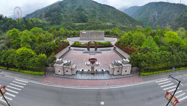 Aerial photography of Wenchuan Special Tourist Area in Yingxiu Town, Aba Autonomous Prefecture, Sichuan Province