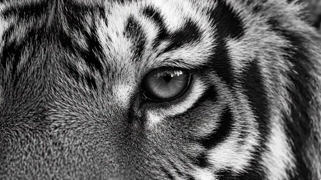 Bengal Tiger Eye Opening and Closing in Extreme Macro Shot - Intense Wildlife Gaze Concept