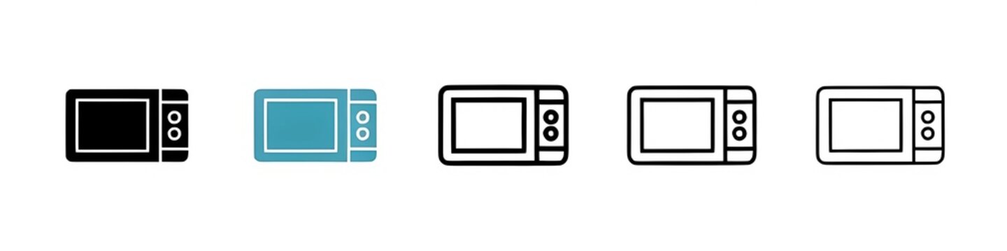 Microwave line icon vector set. Thin line customizable illustration. Contour symbol. Vector isolated outline drawing. Editable stroke