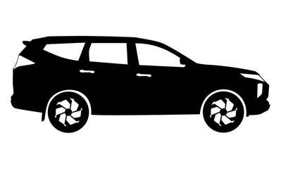 Obraz premium Black moving car icon isolated on white background. Suitable for all businesses.