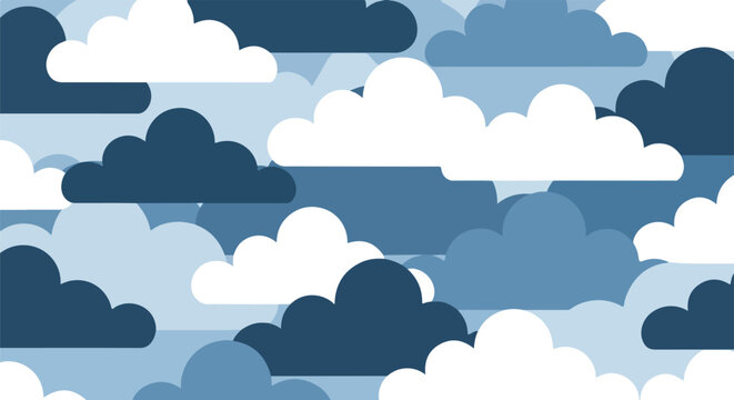 blue cloud pattern background illustration with layered clouds