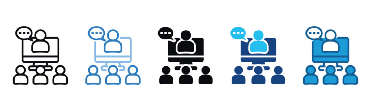 Online Workshop Icon Set Multiple Style Of