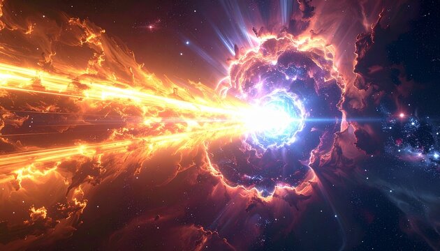 Cosmic Collision - A Stunning Depiction of Space Phenomena and Energy.