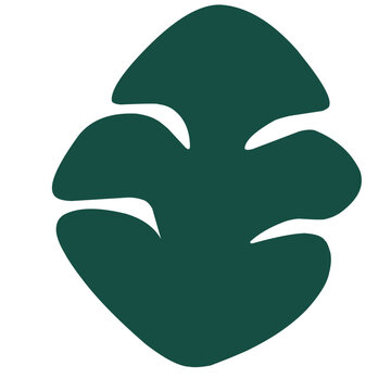 Dark green organic monstera leaf silhouette. Ideal for stickers, branding, nursery decor, and graphic assets