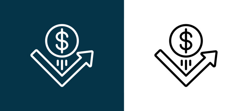 Two-color bounce back outline icon pair in black and white, editable stroke vector illustration for web, mobile apps, UI design, branding, and print from Trading