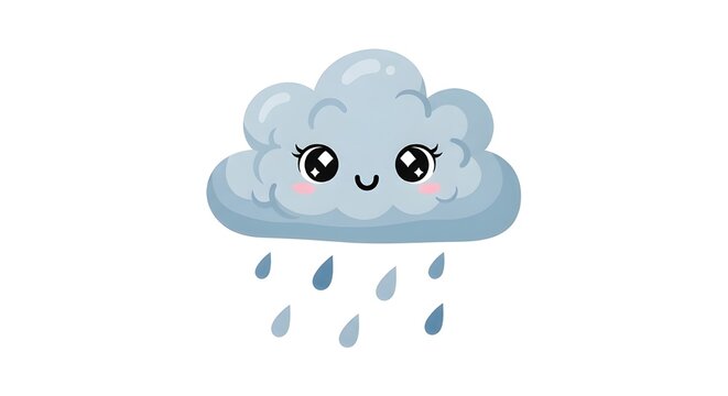 Adorable cartoon cloud with raindrops a whimsical weather illustration