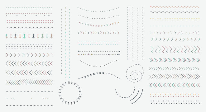 decorative linework assets set with borders and motifs for graphic design
