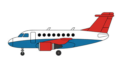 Fototapeta premium A simple 2D illustration of a small commercial airplane on the ground