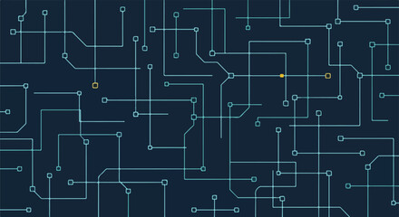 Fototapeta premium dark blue circuit pattern background with interconnected lines and nodes