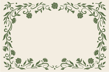 Obraz premium Ornament floral frame. Vintage flower background. Banner with curl branch, flower, leaf. Bohemian border with decorative plant, flora decoration elements. Vector illustration