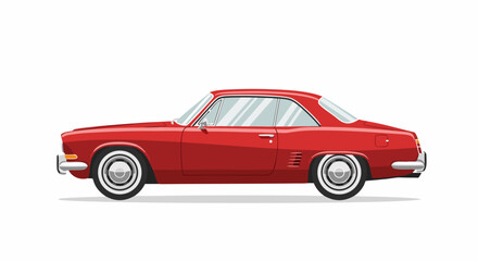 Obraz premium Classic red coupe parked stationary on flat white background