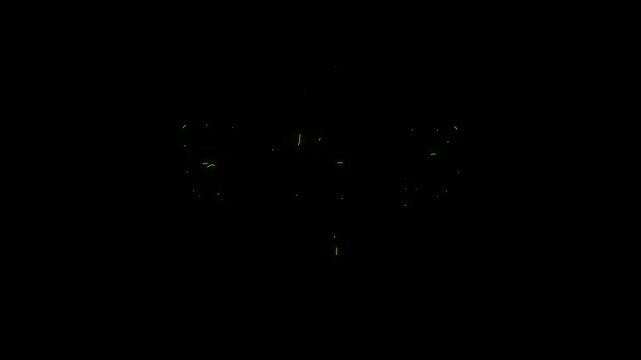 Neon kidneys with ureters green glowing anatomy medical loop background