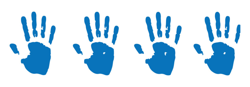 Black silhouette of a hand print, a modern illustration, is isolated on a white background
