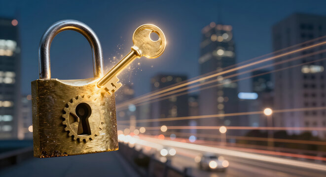 A padlock on a bridge