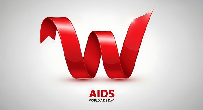 Red ribbon shaped as the letter 'w' with 'aids' text below