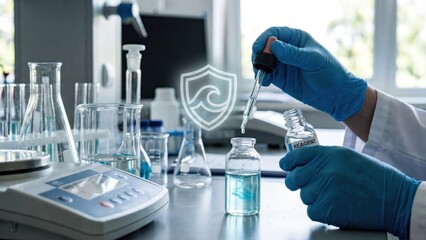Fototapeta premium Forensic Investigation of Ocean Water Samples in Laboratory Setting for Legal Evidence Collection