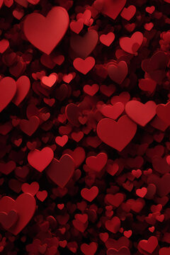 Romantic love theme for Valentines Day. A vibrant red heartshaped wallpaper with a black background, creating a striking contrast that evokes feelings of love and romance.