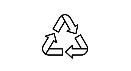 Obraz premium A simple illustration depicts a recycling symbol with arrows forming a triangle on a white background.