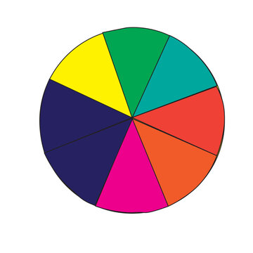 Ein buntes 3d Kreisdiagramm Design zeigt ein CMYK Farbrad Vektor Icon als Business Symbol f&uuml;r ein modernes Grafik Spektrum und eine kreative Farbenskala Kunst Abbildung
