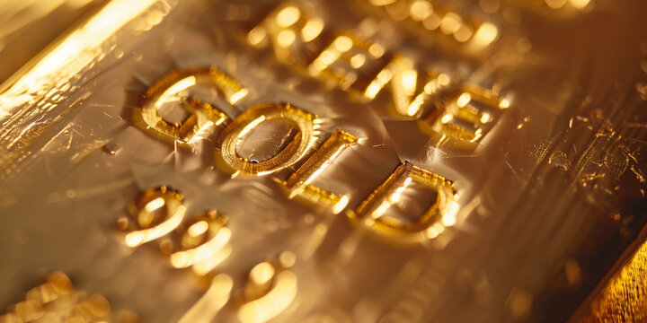Close-up of gold bars with 999 engraving and glowing reflections. Luxury finance concept with precious metal, investment value, and rich golden texture