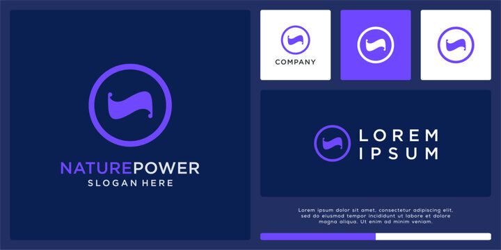 Nature power logo design template with wave